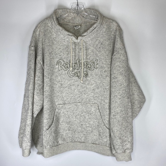 Vintage Cafe Gray Knit Pullover Sweatshirt XL 90s - Picture 1 of 5